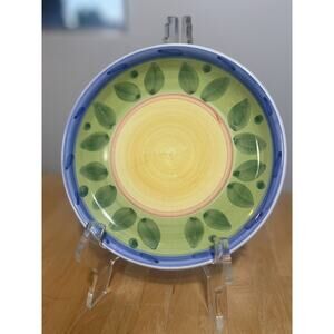 Caleca Italy Girasole Green Leaves 8 1/4" Salad One Plate Hand Painted